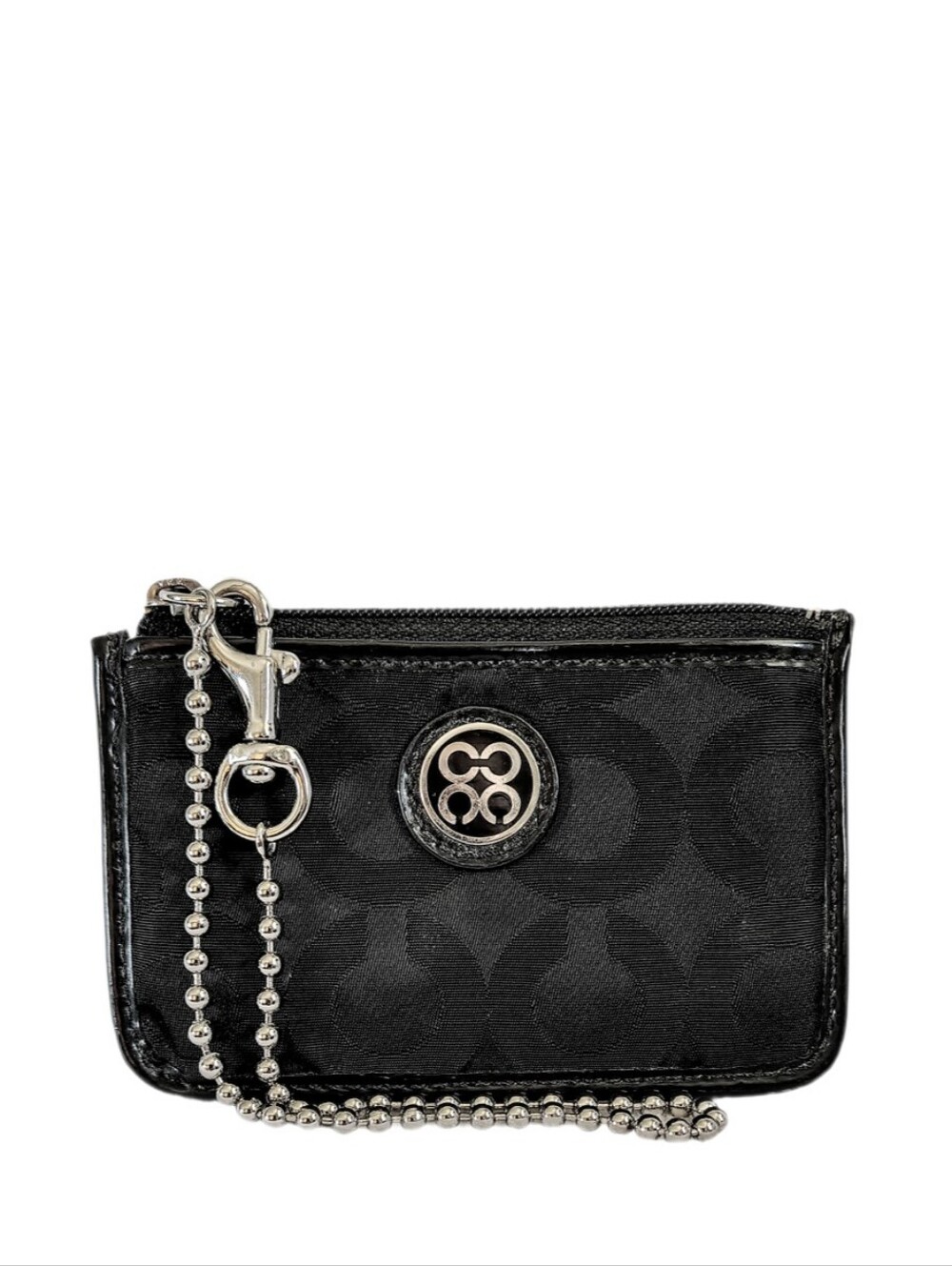 🆕 Coach Madison Black Op Art Signature Skinny Mini ID Keychain Card Holder RARE